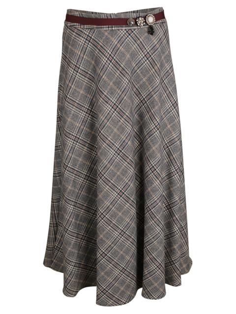 Max Mara Plaid Midi Skirt