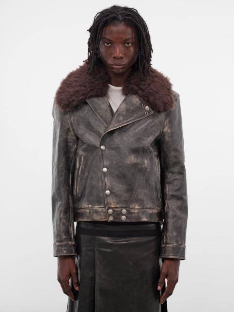 Ann Demeulemeester Binus Leather Shearling Aviator Jacket