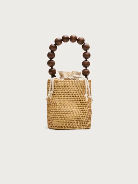 J.CREW Handknotted rattan bucket bag with wood beads