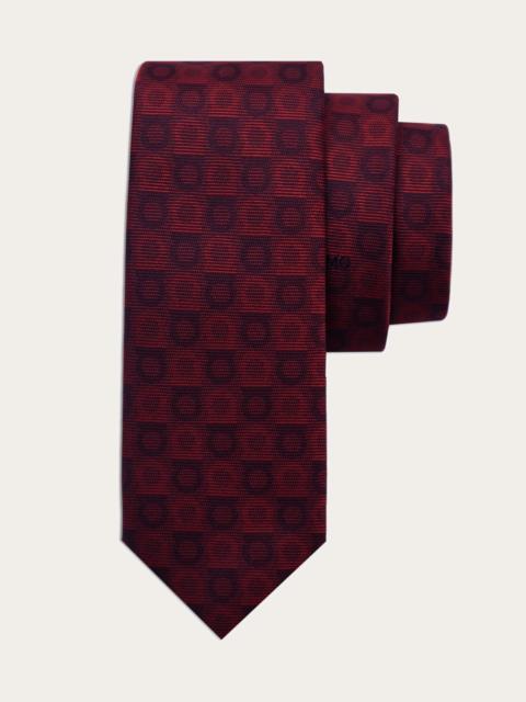 Gancini silk jacquard tie