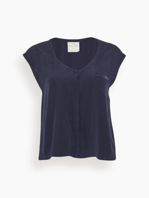 forte_forte Matte Stretch Silk Satin Tank Top in Notte