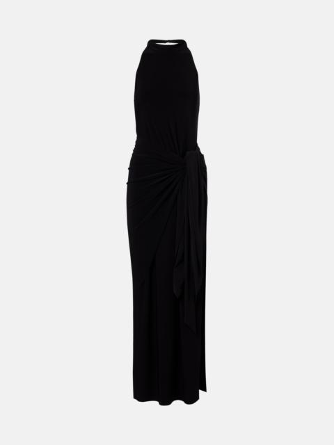 NORMA KAMALI Draped halterneck jersey maxi dress