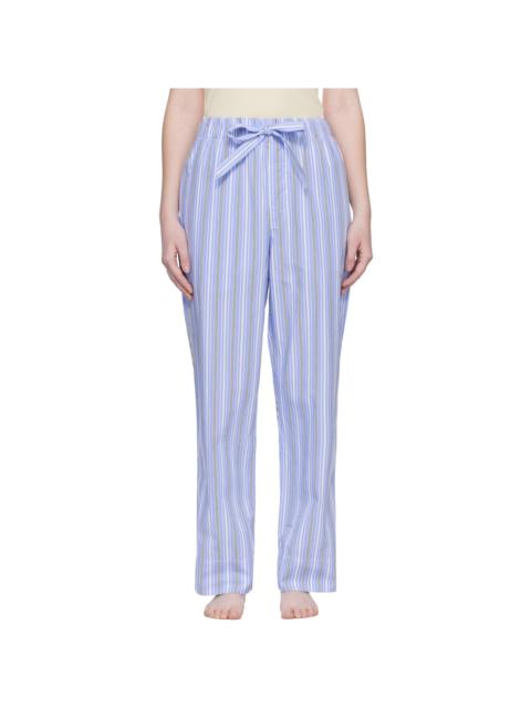 TEKLA Blue & White Poplin Pyjama Pants