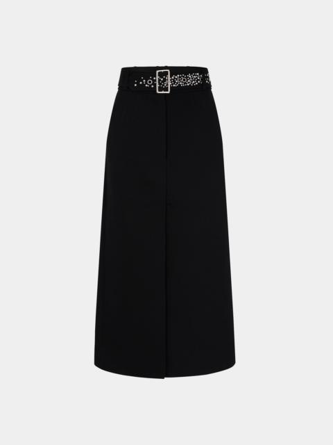 rabanne BLACK LONG SKIRT WITH STUDDED BELT