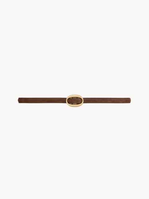 SAINT LAURENT OVAL BUCKLE THIN BELT IN SUEDE