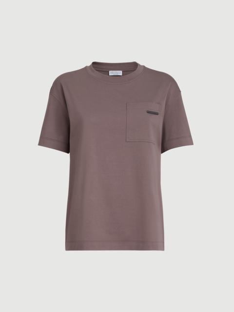 Brunello Cucinelli Cotton jersey T-shirt with shiny tab