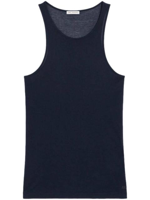 AMI Paris logo-embroidered cotton-blend top