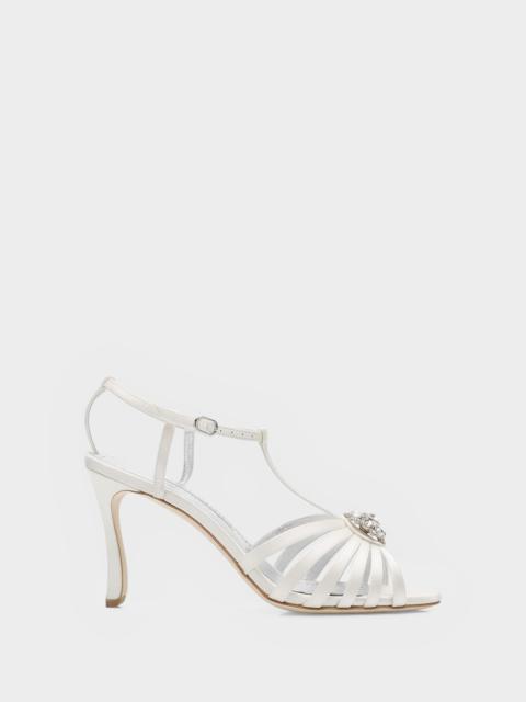 Manolo Blahnik Fulcon 90mm Embellished Strappy Satin Sandals