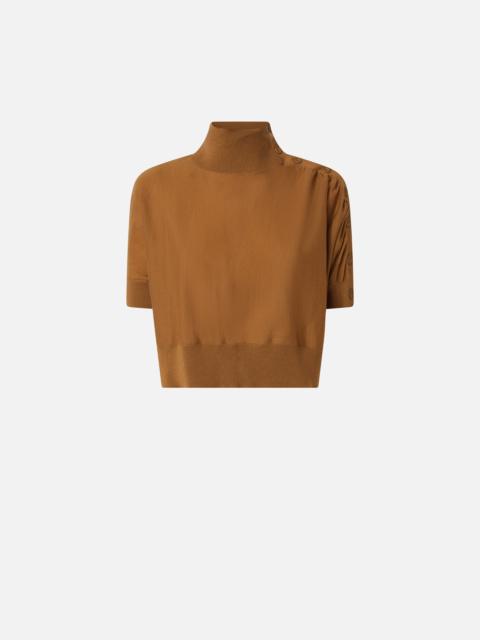 PINKO SHORT-SLEEVED SHORT SWEATER WITH BUTTONS