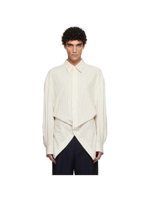 HED MAYNER Beige Pin Stripe Shirt