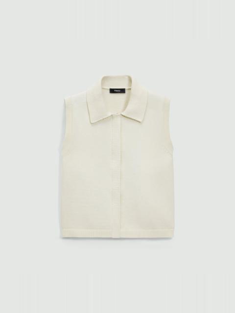Theory Zip-Up Vest in Rounded Cotton