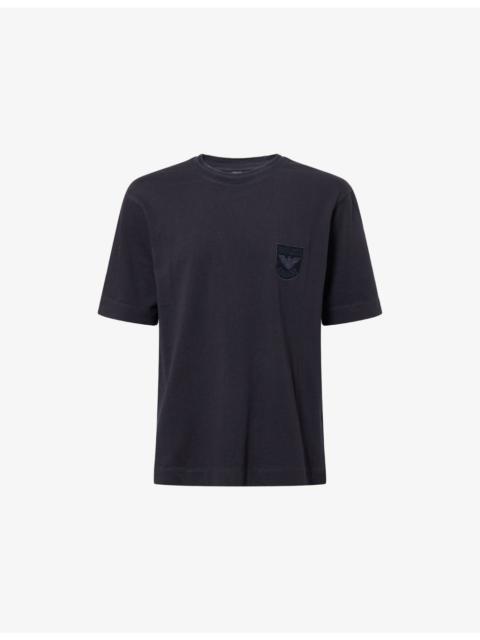 EMPORIO ARMANI College Logo-Embroidered Cotton-Jersey T-Shirt