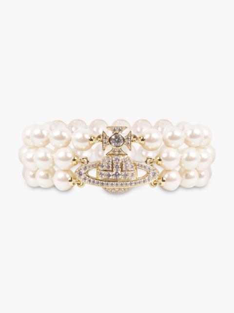 Vivienne Westwood GRAZIELLA THREE ROW PEARL BRACELET | WHITE/GOLD