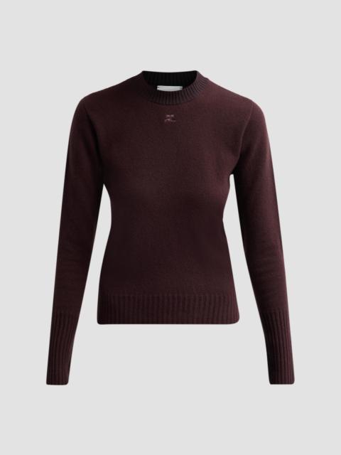 courrèges Women's Fitted Wool Crewneck Sweater - Burnt Red
