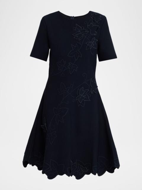 Oscar de la Renta Ivy Cutout Short-Sleeve Knit Dress