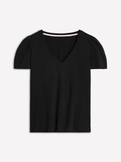 BODEN Sophie V-neck Slub T-shirt-Black