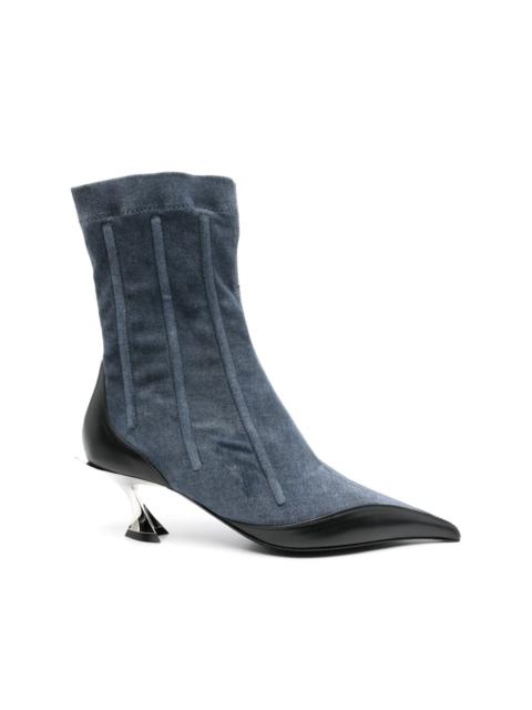 MUGLER 55mm boned fang ankle boots