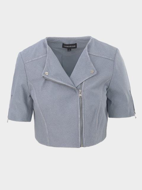 LAMARQUE Kirsi Short-Sleeve Leather Jacket