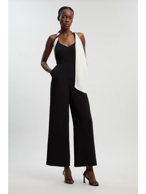 KAREN MILLEN Petite Soft Tailored Colour Block Detail Halter Neck Jumpsuit