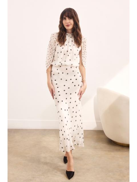 KAREN MILLEN Spot Drape Detail Viscose Woven Maxi Dress