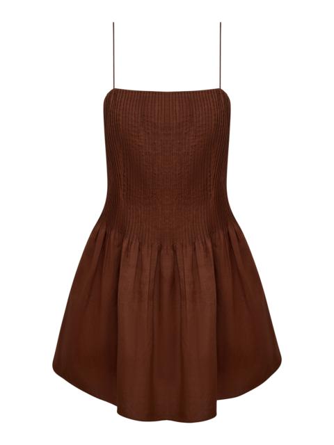 onia Pintuck Mini Dress brown