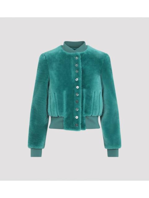 Alexander McQueen Alexander McQueen Cropped Shearling Bomber Jacket