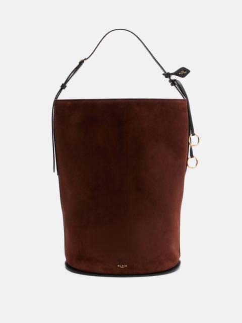Alaïa Hip Large leather-trimmed suede bucket bag