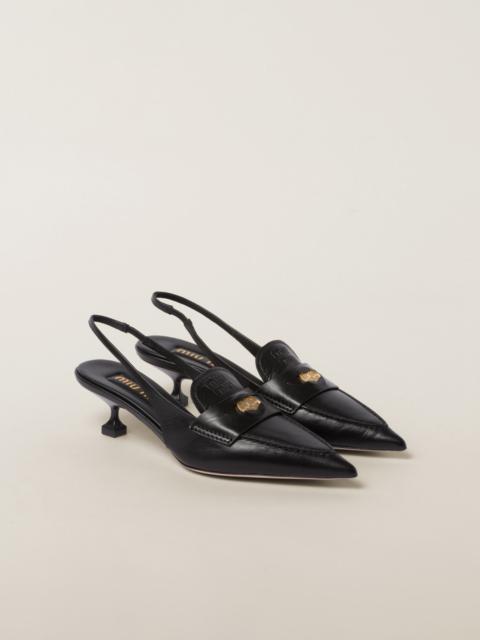 Miu Miu Leather penny loafers with heel