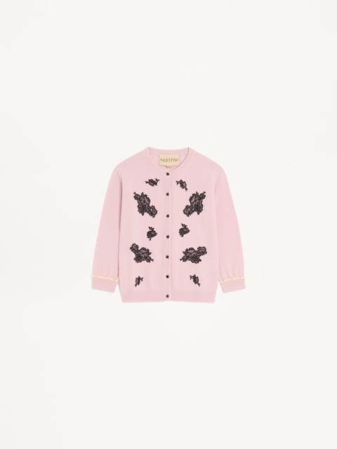 Valentino WOOL CARDIGAN WITH LACE