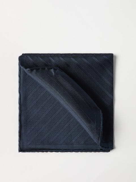 Brunello Cucinelli Regimental stripe silk pocket square