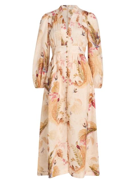 Zimmermann Women's Ascension Plunge Midi-Dress - Cream Palm Floral
