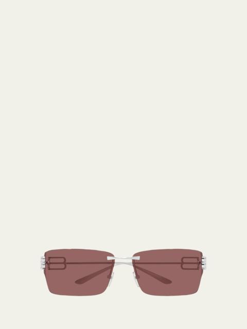 BALENCIAGA 76mm Metal Rectangular Sunglasses