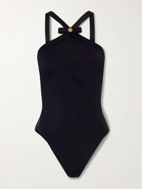 VERSACE Embellished swimsuit Black