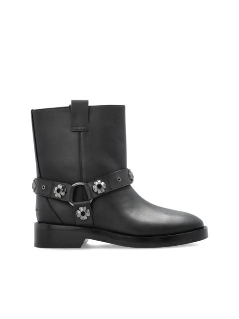 kate spade flower-embellished biker boots