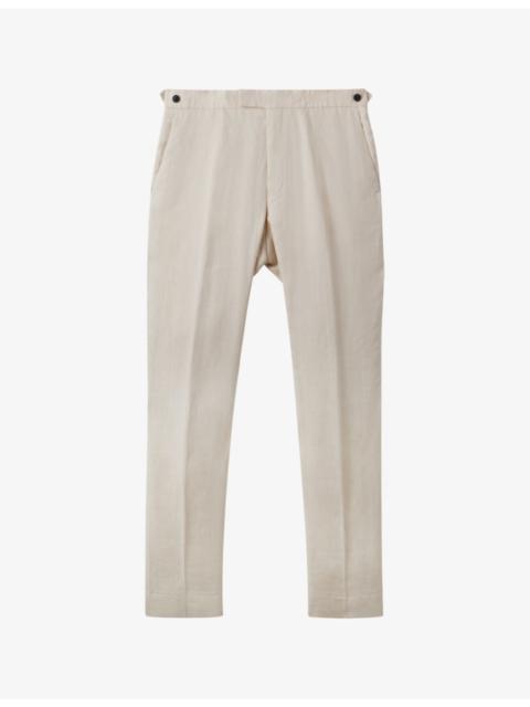 REISS Kin pressed-crease slim-fit linen trousers