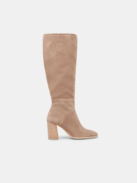 dolce vita FYNN WIDE CALF BOOTS TRUFFLE SUEDE