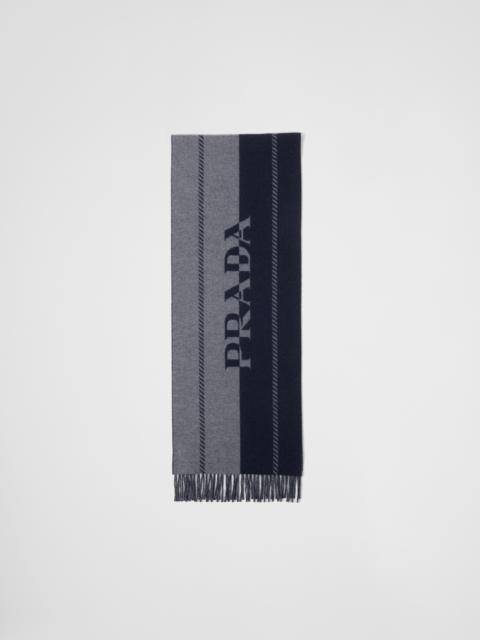 Prada Small wool scarf with jacquard logo