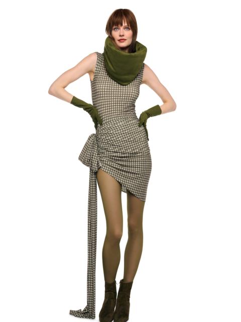 NORMA KAMALI SLEEVELESS SIDE DRAPE MINI DRESS W/ BOW