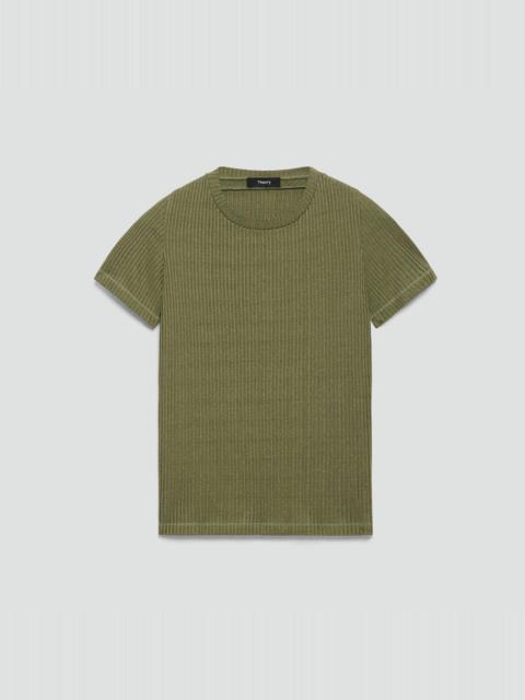 Theory Shrunken Crewneck Tee in Ribbed Cotton-Blend