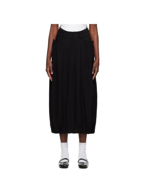 Y's Black Combination Denim Maxi Skirt