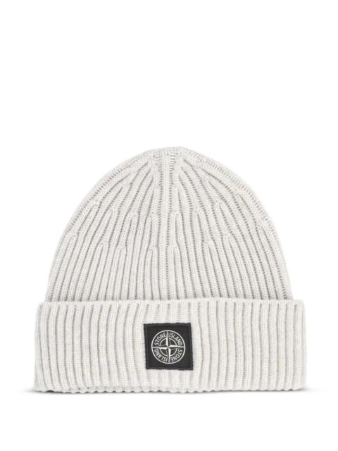 Stone Island Stone Island N100002 Compass Logo Patch Ribbed Knit Beanie Sand Melange