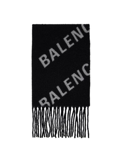 BALENCIAGA Black Allover Blanket Scarf
