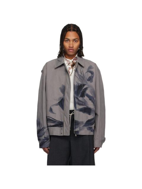 Dries Van Noten Gray Floral Jacket
