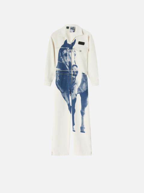 PINKO REIMAGINE BY PINKO X PATRICK MCDOWELL WORKWEAR JUMPSUIT WITH HORSE PRINT