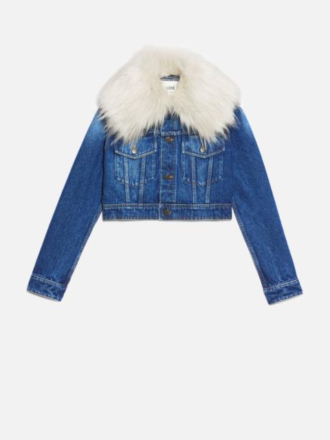 Denim Jacket With Synthetic Fur Collar