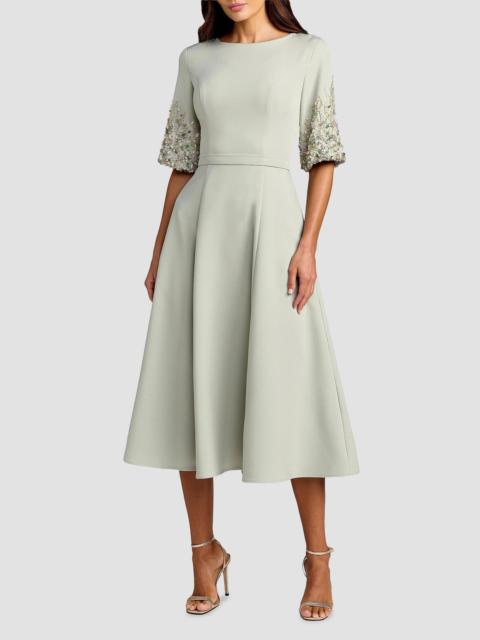 MAC DUGGAL Women's Embellished Sleeve Tea-Length Cocktail Dress - Sage
