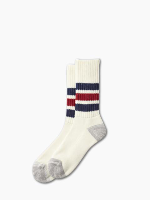 ROTOTO® ROTOTO R1255 COARSE RIBBED OLDSCHOOL CREW SOCKS NAVY/DARK RED