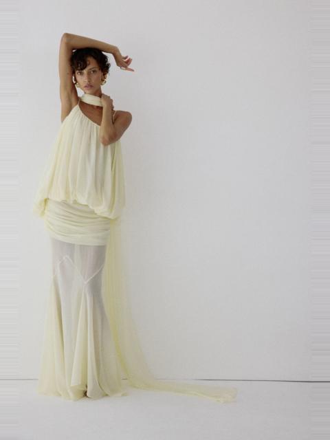 De La Vali INARA MAXI DRESS IN BRIGHT CREAM CHIFFON