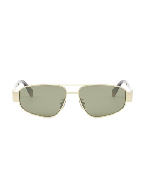 CELINE Women's Metal Triomphe 57MM Pilot Sunglasses - Endura Gold Green