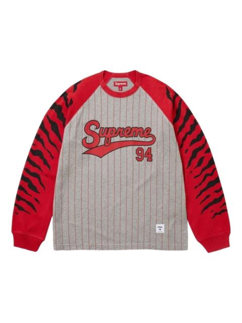 Supreme Supreme SS26 Tiger Raglan L/S T-Shirt 'Heather Grey' SUP-SS26-123-RED